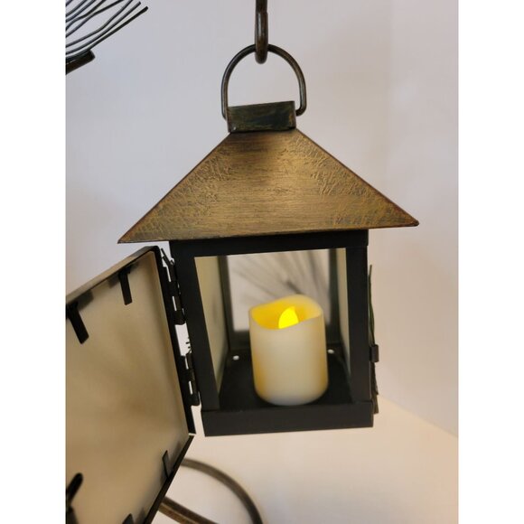 Rustic Pinecones Metal Pine Needles Lantern Tea Light Candle Holders Cabin Decor - Picture 4 of 14